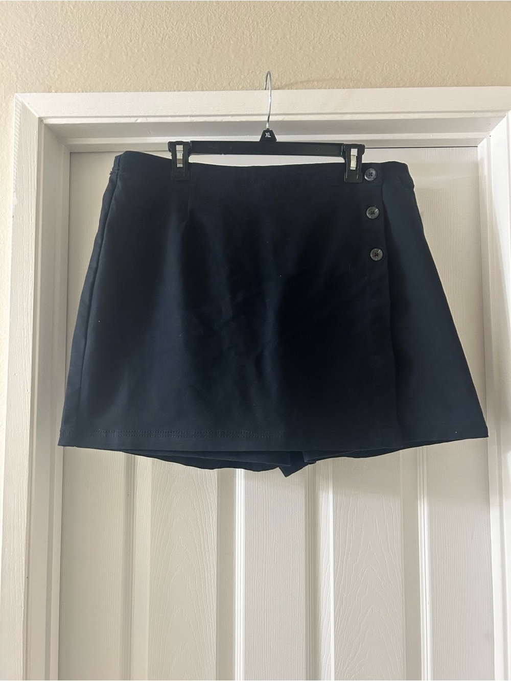 Black Mini Skort with Side Button Accents